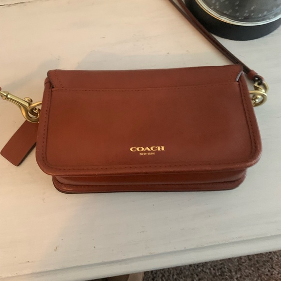 Coach Legacy 19914 Penny Purse Tan Brown Leather Crossbody Turnlock Bag Small - Picture 5 of 10